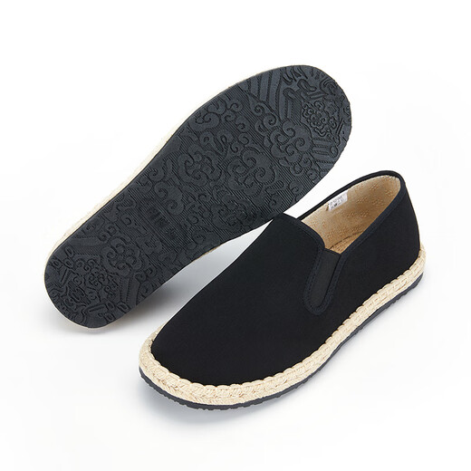 Tongsheng and cotton and linen sole breathable cloth shoes for men's comfortable driving shoes, non-slip casual casual one-legged work shoes, old Beijing cloth shoes, black thread sole [It is recommended to increase one size and place an order] 41
