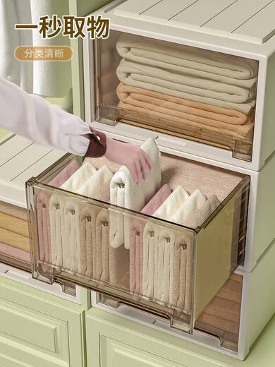 Yonghuan Schublade Aufbewahrungsbox Kunststoff Haushalt transparent Aufbewahrung Tidy Box Kleiderschrank Kleidung Aufbewahrungsartifaktschubladen -Exportmodell 3523 Tiefe 47 Breite 35 Höhe 23 cm vier Elfenbein Weiß