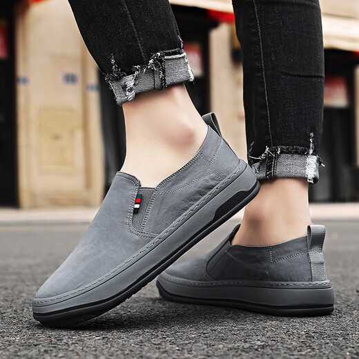 XIANGYUANGE canvas shoes men's summer 2025 new men's one-foot shoes old Beijing cloth shoes casual soft sole work men's shoes gray 42 (260mm)