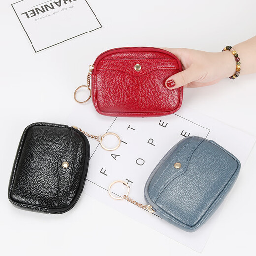 Kangaroo Frauen weiche Ledermünze Brieftasche Mädchen Reißverschlussbeutel Coin Bag Koreanische Version Kurzer kleiner Brieftasche Mini Handtasche Schlüsselkarte Freundin Frau Mutter Geburtstag Valentinstag Geschenk Schwarz