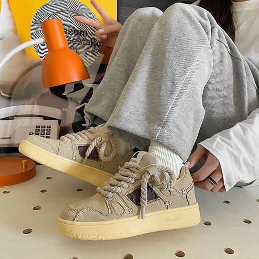 
Huilijun couple bread shoes men's new spring ins college style sports shoes versatile thick sole height-enhancing moral training shoes casual shoes 9920 khaki 40