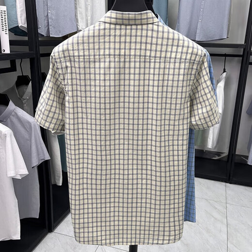 
Kangaroo (DaiShu) pure cotton summer new men's short-sleeved shirt business casual plaid half-sleeved men's top shirt middle-aged and young AN15271 khaki L