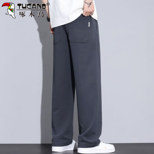 
Woodpecker (TUCANO) pants men's casual pants men's summer thin loose straight wide-leg American sports trousers dark gray XL