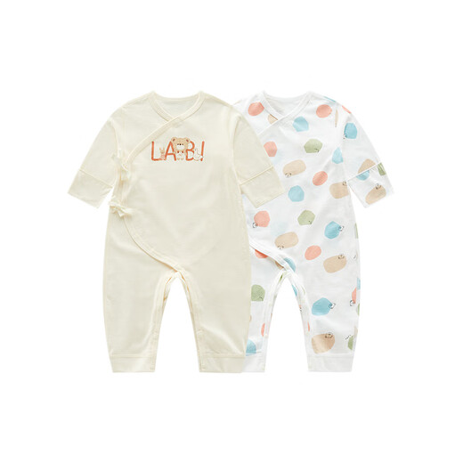 Rabi baby clothes strappy jumpsuit four-season double-sided cloth men's and women's baby pajamas and rompers 2-pack special color 66