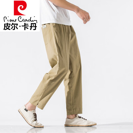 Pierre Cardin Leinen mitgebauten Hosen Herren Sommer dünne lockere, drapierte Baumwollwäsche gerade Hosen Trendy Marke großer chinesischer Stil lässig Hosen grau l (115-135jin [Jin gleich 0,5 kg])