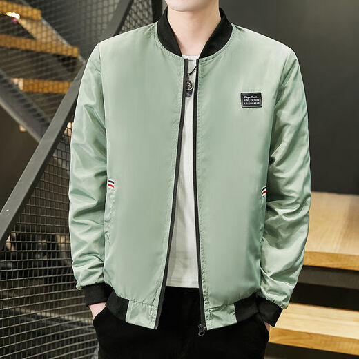 HUALIN FASHION春秋棒球领夹克男潮流休闲款 686夹克【米白】 XL 【建议105-120斤左右】