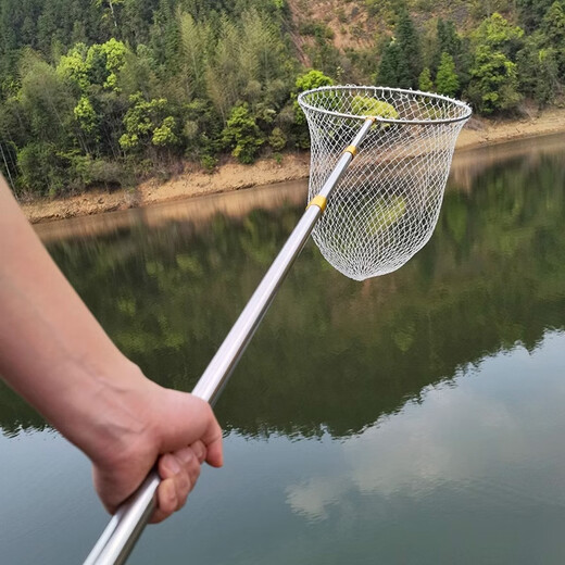 Yunlu stainless steel copy net 3 meters 4 meters 5 meters 6 meters telescopic pole set fishing net bag folding fishing copy net head fishing gear black nano net + white pole 4m