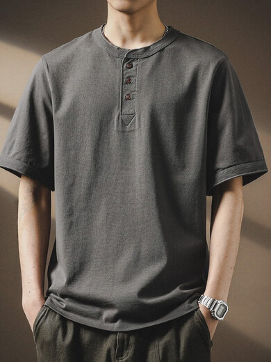 
New Balance high-end American retro Henry neck Polo shirt men's summer trendy brand loose t-shirt pure cotton heavy short-sleeved T-shirt men's white 2XL suitable for 170-190Jin [Jin equals 0.5 kg]