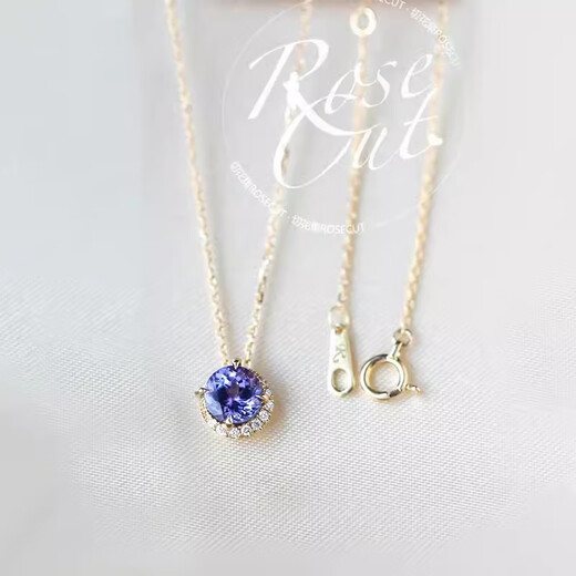 Agete Japanese style agete Akado natural tanzanite necklace women's light luxury retro amethyst birthstone pendant amethyst tanzanite necklace