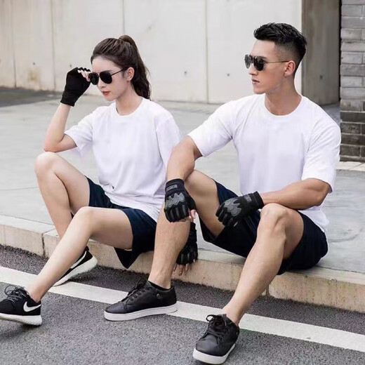 Shangranle (Shangranle) Traje de manga corto hombres y mujeres pantalones cortos de manga corta Uniforme de secado rápido Camiseta de cuello redondo de secado rápido