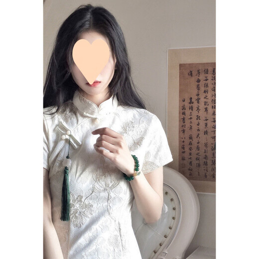 S.SOFEA夏日白色旗袍少女气质国风连衣裙 826米白色 S