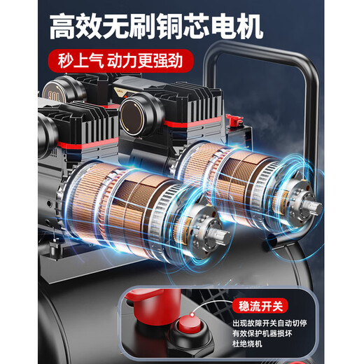 CIAA空压机充气泵小型220v便携式工业级木工静音高压打气泵空气压缩机 3890W-60L无刷双电磁阀+智能数显