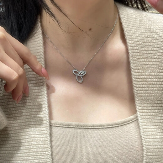 Chuansen 18K Gold Lily Olive Leaf Necklace Leaf Full Diamond Marquise Pendant Clavicle Chain Light Luxury Niche Gift for Girlfriend Diamond-encrusted Gold Necklace