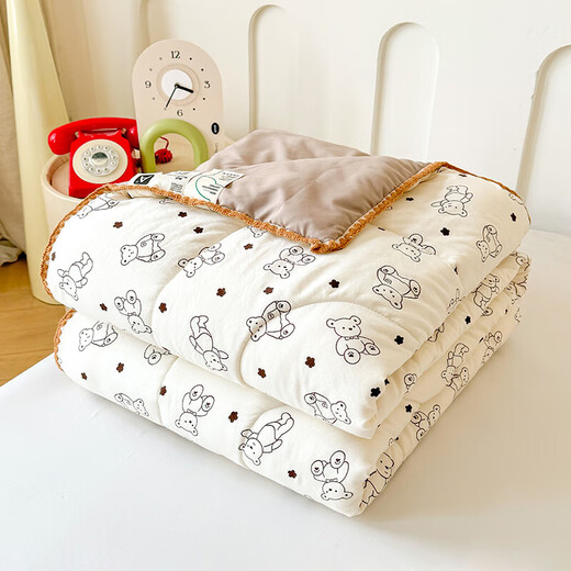 Hilo de doble capa de clase A Hyar de doble capa 100% Xinjiang Cartoon Air acondicionador de aire acondicionado de verano por Summer Cold Slut by Hogar Double Quilt Gentleman Bear [Clase A Xinjiang Cotton Quilt] 110*150cm [edredón de bebés]