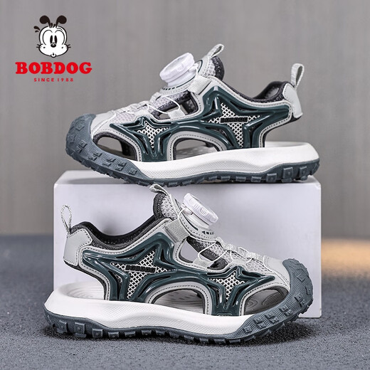 Babudou boys and girls rotate buttons toe sandals in summer new beach shoes breathable boys lightweight children's shoes blue K983 37 size 23.7cm