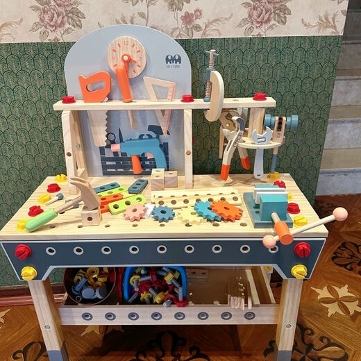 幼乐比过家家玩具木制维修工具台儿童动手脑能力锻炼培养早教模仿 YLB 大号黄色工具台+配件