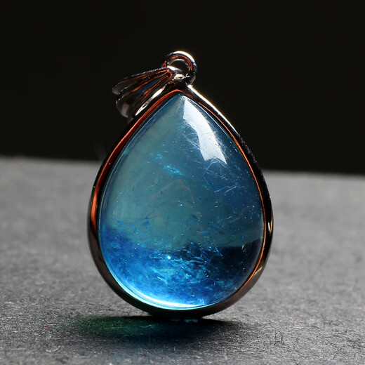 An Xuan Hai Sapphire Pendant Brazilian Water Drop Dark Blue Green Gemstone Necklace for Women Black No. 654