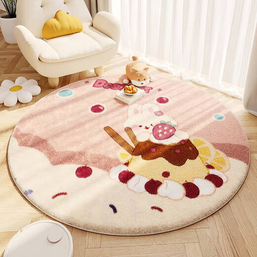 Ni Zhier Customized Round Teppich Kinderlernschauspielstuhl Lügen und kriechende Bodenmatte Computer Schwenkstuhl Kissen Mädchen Herzstudium Wohnzimmer Sand Englisch Löwe [kühles Wetter, Kühle, Wärme] Durchmesser 100 cm (leicht zu erledigen, bequem zu maschinelles Waschen)