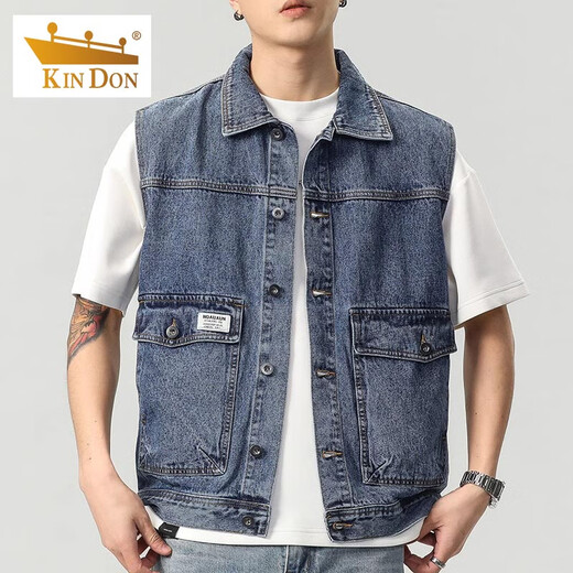 Veste en jean pour hommes de bouclier doré