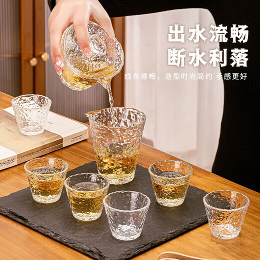 Ice dew covered bowl thickened glass small tea cup transparent small Kung Fu tea heat-resistant master cup tea set Transparent color four-piece set - covered bowl + fair cup + 2 tea cups
