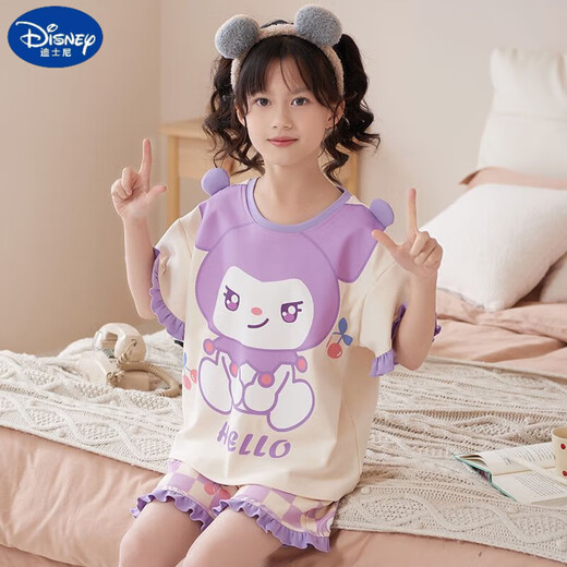 迪士尼（Disney）甜美可爱女童家居服套装优质棉少女款夏季短袖短裤甜美睡衣女孩 687莫代尔 85 童10码 建议身高85-95CM