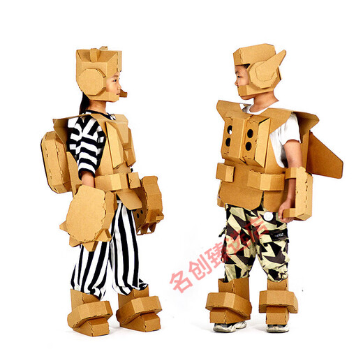 Armor de cartón de cartón portátil para niños Armadura de cartón ambientalmente amigable con el medio ambiente Graffiti Robot Robot Armor de cartón estilo niño