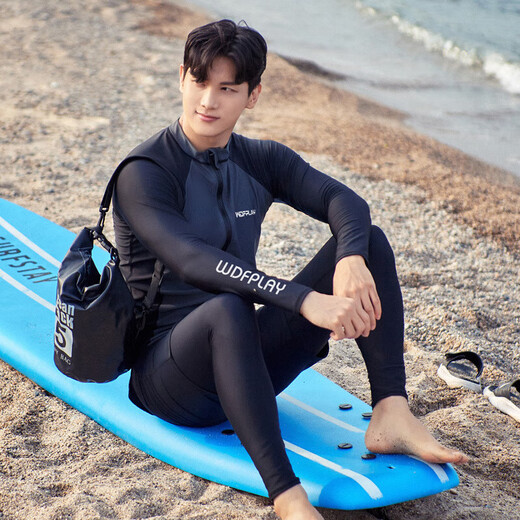 Minghuitong triathlon wetsuit summer 3389 people praised the new swimsuit couple zipper long-sleeved men's surf protection 599 men's zipper separate top M suitable for 90-100Jin Jin is equal to 0.5 kg