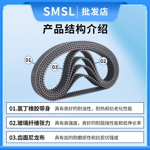 
Rubber synchronization belt 8M-784-800-1000-1040-1216 transmission belt synchronization wheel set synchronization belt 8M-1048 20mm