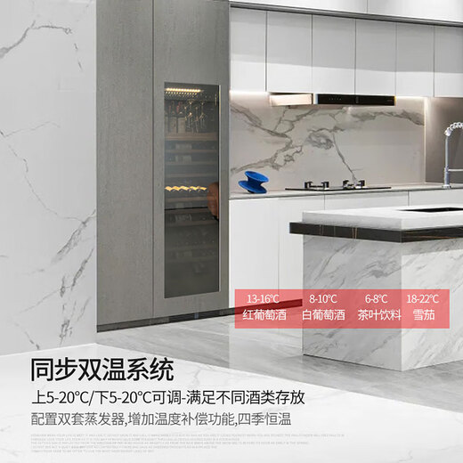 Gironde Embraco frequency conversion external door embedded red wine cabinet constant temperature wine cabinet tea beverage cabinet can be externally hung kitchen cabinet door seamless embedded installation home frequency conversion external door + multi-function dual temperature 109 bottles