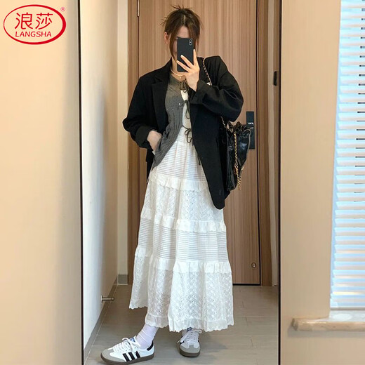 Langsha white cake skirt women's skirt autumn 2025 new French tutu skirt high waist a-line mid-length skirt