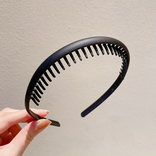 Yusheng Men's Hairband Boys' Toothed Headband Face Wash Hairband Clip Invisible Sports Hair Bundle Back Head Men's Hair Accessories Hairpin Women Flat Black 1 Pack