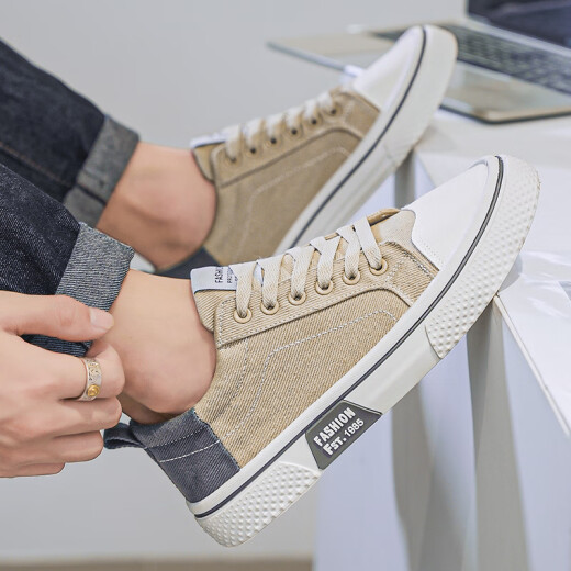 Changxiang Huili Men's Shoes 2025 Summer Nuevos zapatos de lienzo de moda zapatos de mesa transpirables versátiles versátiles de zapatillas casuales beige 42