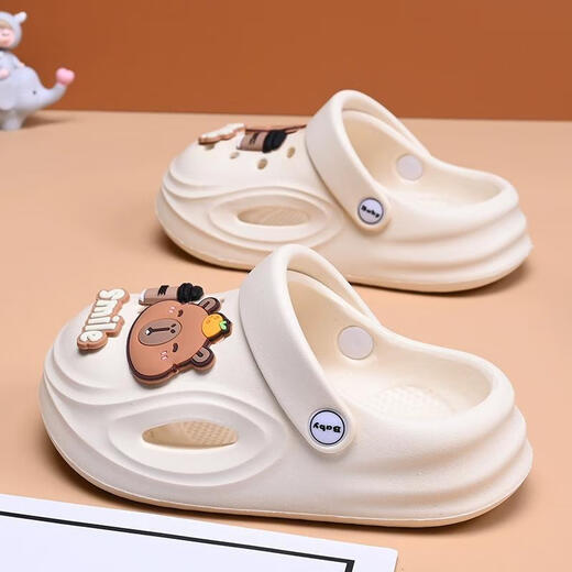 Raft core Kapibala slippers Children's Kapibala children's hole shoes Summer 2025 new non-slip indoor medium and large children white 24 (size -25 size)