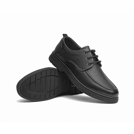 Red dragonfly leather shoes men's business casual men's shoes single shoes soft sole British lace versatile shoes men WTA31568 black 43