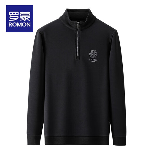 罗蒙（ROMON）2025冬季新款半拉链立领棉卫衣男士加绒加厚保暖长袖t恤打底衫潮 蓝色A3291 170/L