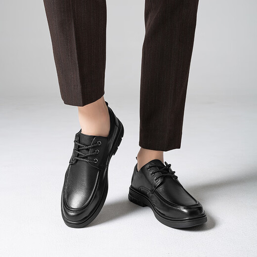 Red dragonfly leather shoes men's business casual men's shoes single shoes soft sole British lace versatile shoes men WTA31568 black 43