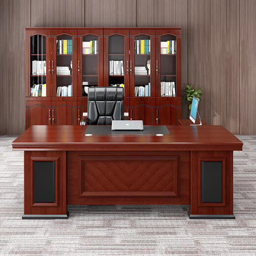 Executive desk desk boss desk president manager desk office desk simple modern high-end office furniture combination 2.2 meters desk + chair + 6-door bookcase