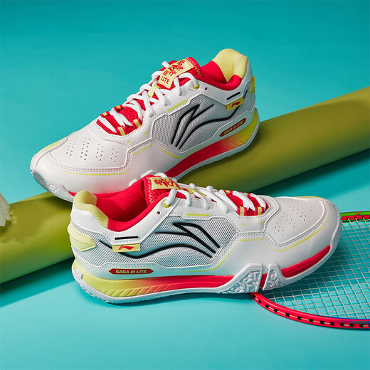 Li Ning's new badminton shoes are ground-flying 3LITE, wear-resistant, non-slip, breathable, entry-level training and competition wide-last shoes. Ground-mounted flying III Lite white/magenta 42 (265mm)