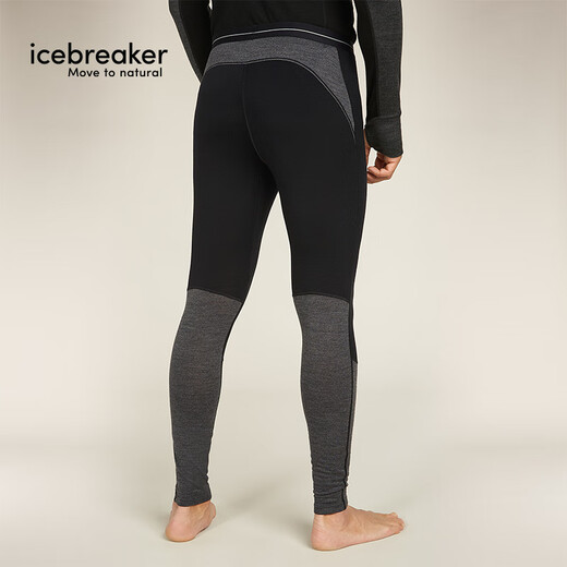 Icebreaker merino wool men's 260ZoneKnit machine washable outdoor sports thermal functional underwear close-fitting trousers 091-Pure Black/Ink Black-24 M