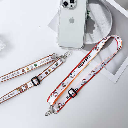 Bei Yipin Cartoon Bear Crossbody Mobile Phone Lanyard Internet Celebrity Creative Back Transparent Patch Crossbody Mobile Phone Chain Women's Cartoon Extended Halter Rope Mobile Phone Lanyard Halter Neck Crossbody
