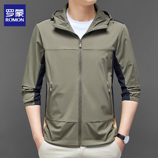 Lomon Summer Fashion Thin et à la mode Veste pour hommes d'âge moyen et âgé haut de gamme Vêtements à séchage rapide Daddy Casual Sun Protection Veste Men 9929 Kaki 3xl Environ 140-160 Jin [Jin est égal à 0,5 kg]