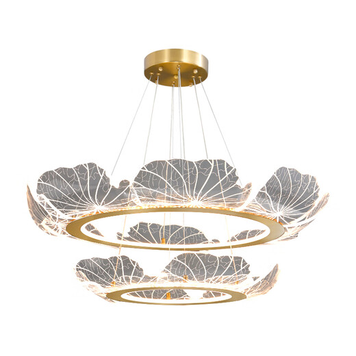 Leshi NUEVA sala de estar china Candelier Estilo chino Zen Modern Atmosférica Luz de restaurante de lujo Sala de té Sala de té JQXD9755D/Tres colores + Tallado esencial Acrílico