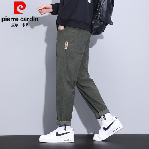 皮尔卡丹（pierre cardin）美式潮牌休闲裤男款春秋季宽松直筒裤男生新款百搭锥形九分长裤子 1049黑色 30