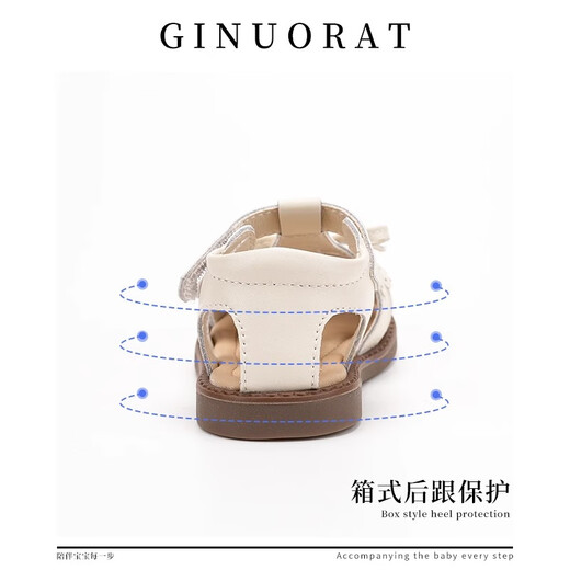 Chino Mouse Ginuorat Summer 2025 Baby Girl Sandals Hollow Design Shoes confortable Soft Sole Toddler chaussures Princess Style Beige 19 (longueur intérieure 14,0 Convient pour la longueur du pied 13,5)