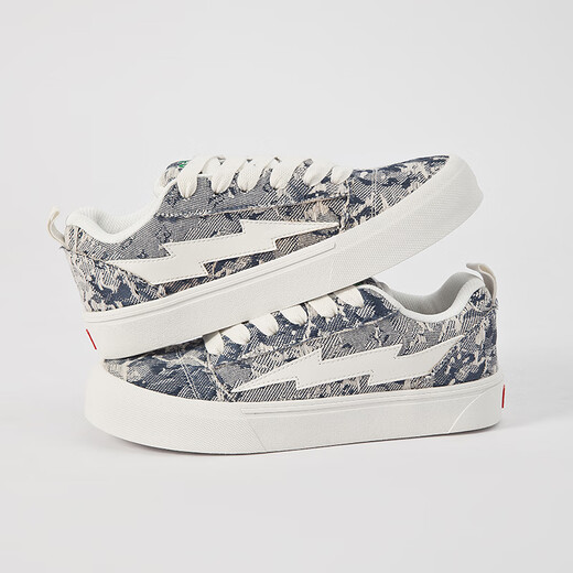Lightning x Storm Picasso Paintings co-marqués Lightning Men and Women's Shoes for Revenge Storm Small Fragrant Pain Chaussures Couple Skate Skateboard LS-699 Starry Sky Blue 43