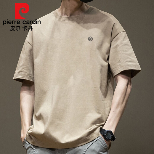 皮尔卡丹（pierre cardin）潮流美式短袖恤男夏季圆领百搭休闲2025新款宽松港风恤针织 白色-1365短*袖-100%纯棉 L 【建议130-145斤】