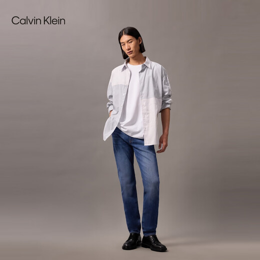 Calvin KleinJeans25春夏新款男士休闲通勤ck微弹合体楔形锥形牛仔裤4RAB701 UL7-牛仔浅蓝 33