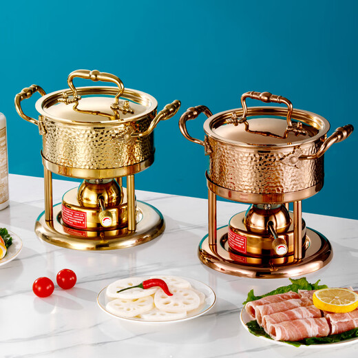 Prince Zheng 304 stainless steel single small hot pot, one person, one pot, home catering, hotel club, hot pot, induction cooker, triangle ear true color, 17.5cm