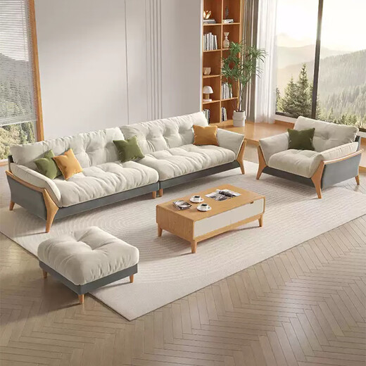 Nordic log cream style sofa living room new modern simple small apartment cat scratch cloth cloud sofa cat scratch cloth-sponge style 2.2 meters straight