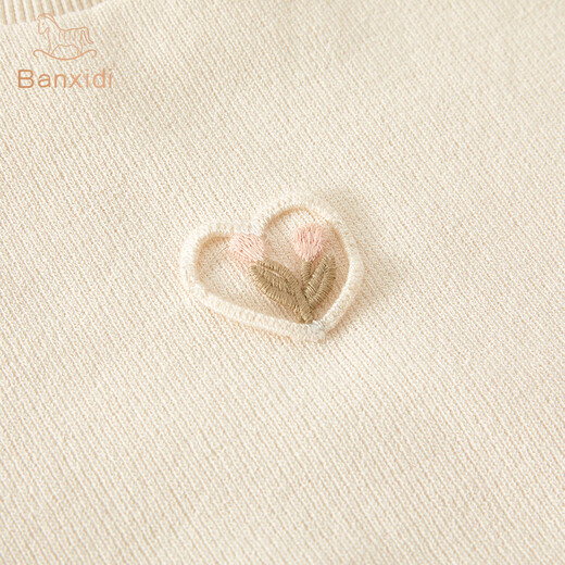 Banxidi Girls Sweatshirt Spring and Autumn 2025 New Fashionable Children's Autumn Tops Children's Clothing Baby Pullover Clothes Autumn Beige 110